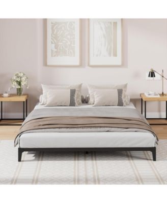 6 Inch Queen Metal Platform Bed Frame Modern Design Steel Slats Noise Free Easy Assembly No Box Spring Matte