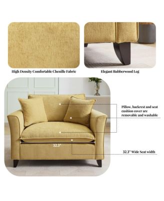 Chenille Oversized Armchair, Comfy Chair and a Half Single Sofa with Pillow