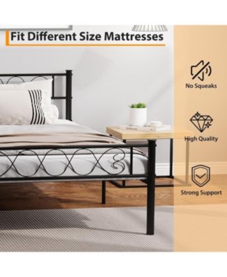 Metal Platform Bed Frame With Headboard Storage Capacity Steel Slats Modern No Box Spring Easy Assembly