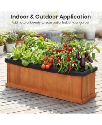 Fir Wood Planter Box with Drainage Holes and Liner