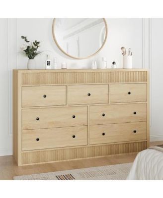 7 Drawer Dresser for Bedroom, 54" Wide Wooden Chest of Drawers