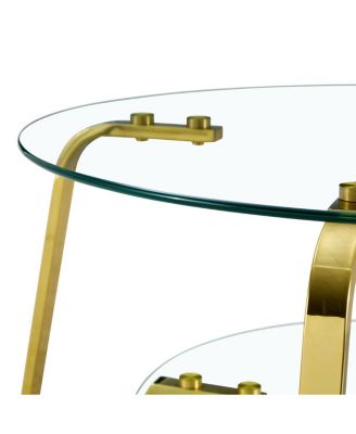  Retro minimalist metal frame glass coffee table, 31.5
