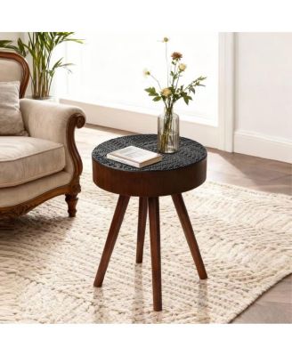   15.7" Round Side Table - Modern Accent Nightstand for Compact Spaces