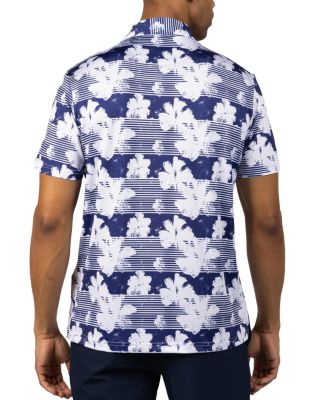Men's Tropical Stripe Floral Printed Performance Polo