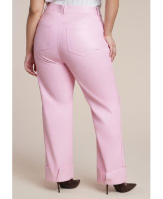 Women's Plus Size Cuffed Faux Leather Pant