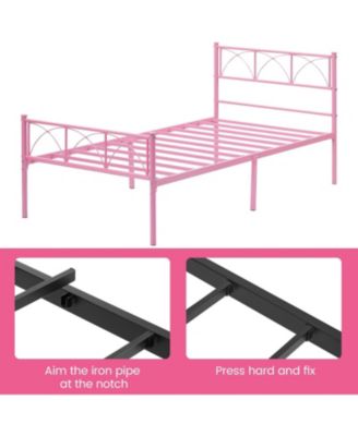 Twin Bed Frame with Headboard and Footboard Metal Platform Storage Soundless No Box Spring