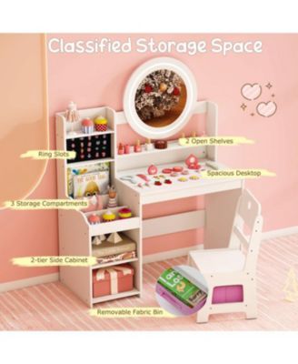 Children s Lighted Vanity Desk Pretend Play Dressing Table