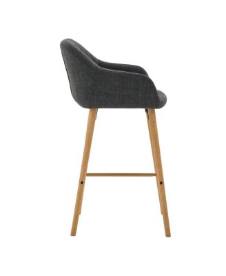 Streamdale  Furniture Modern Linen Bar Stools Set of 2 with Back & Armrest