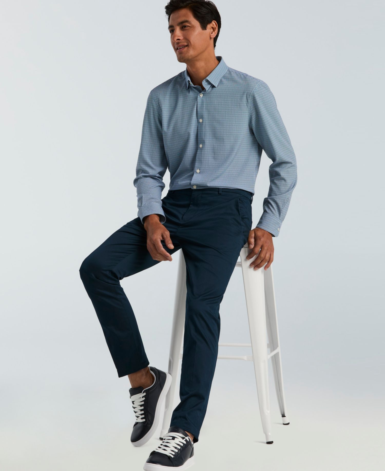 Men's Slim-Fit Mini Geometric Print Shirt