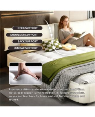 King Size Cloud Bed Frame with Padded Movable Headboard, Chenille Upholstered