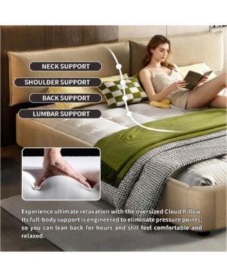 King Size Cloud Bed Frame with Oversized Padded Movable Headboard