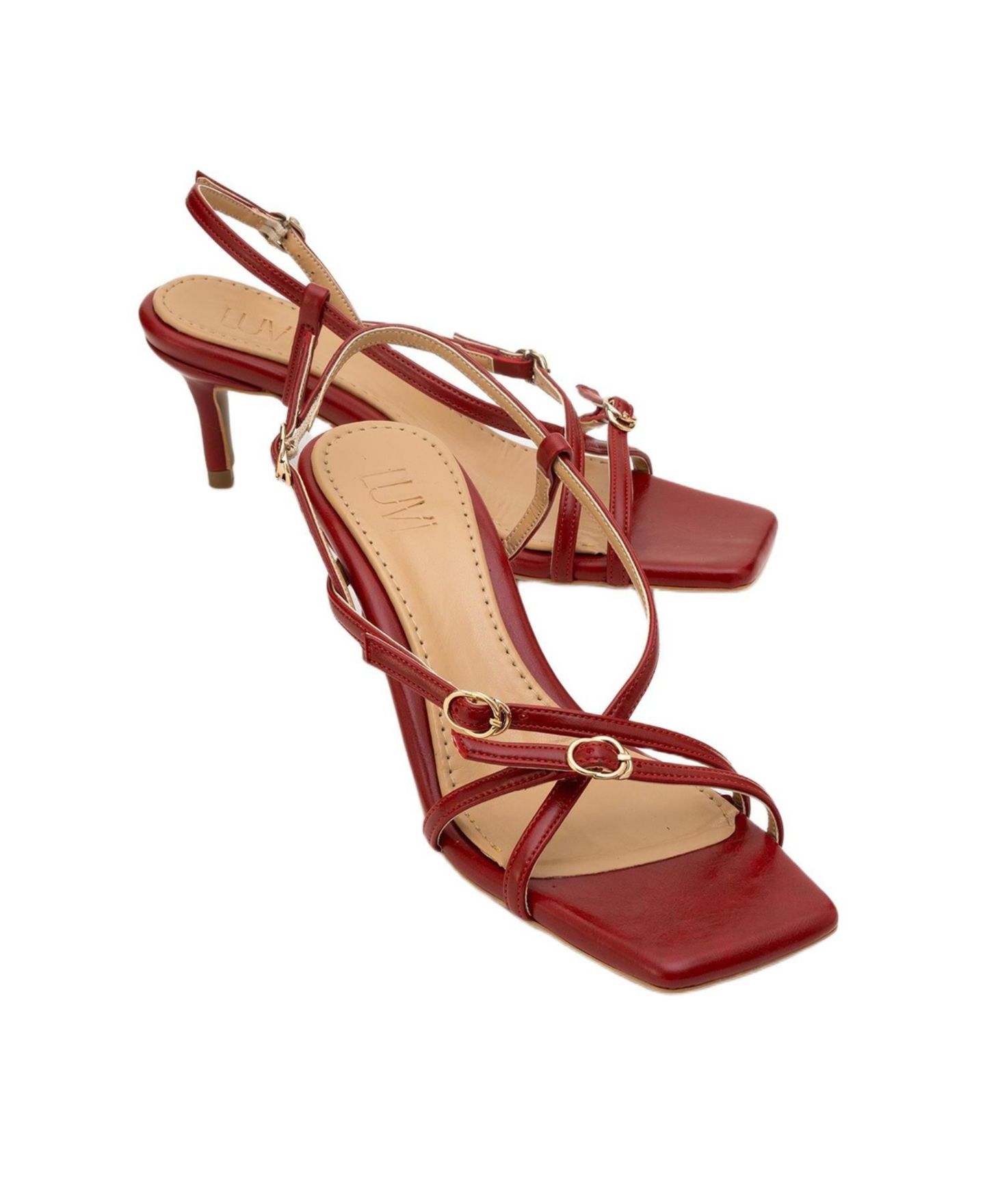 Женские сандалии Prologue Shoes Chaka Square Toe Stiletto, цвет: Красный — фото 5