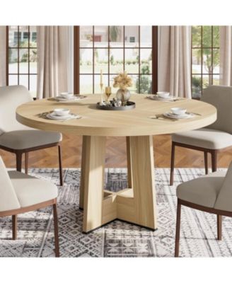 47" Round Dining Table with Thickened Edge and Sturdy Pedestal Base