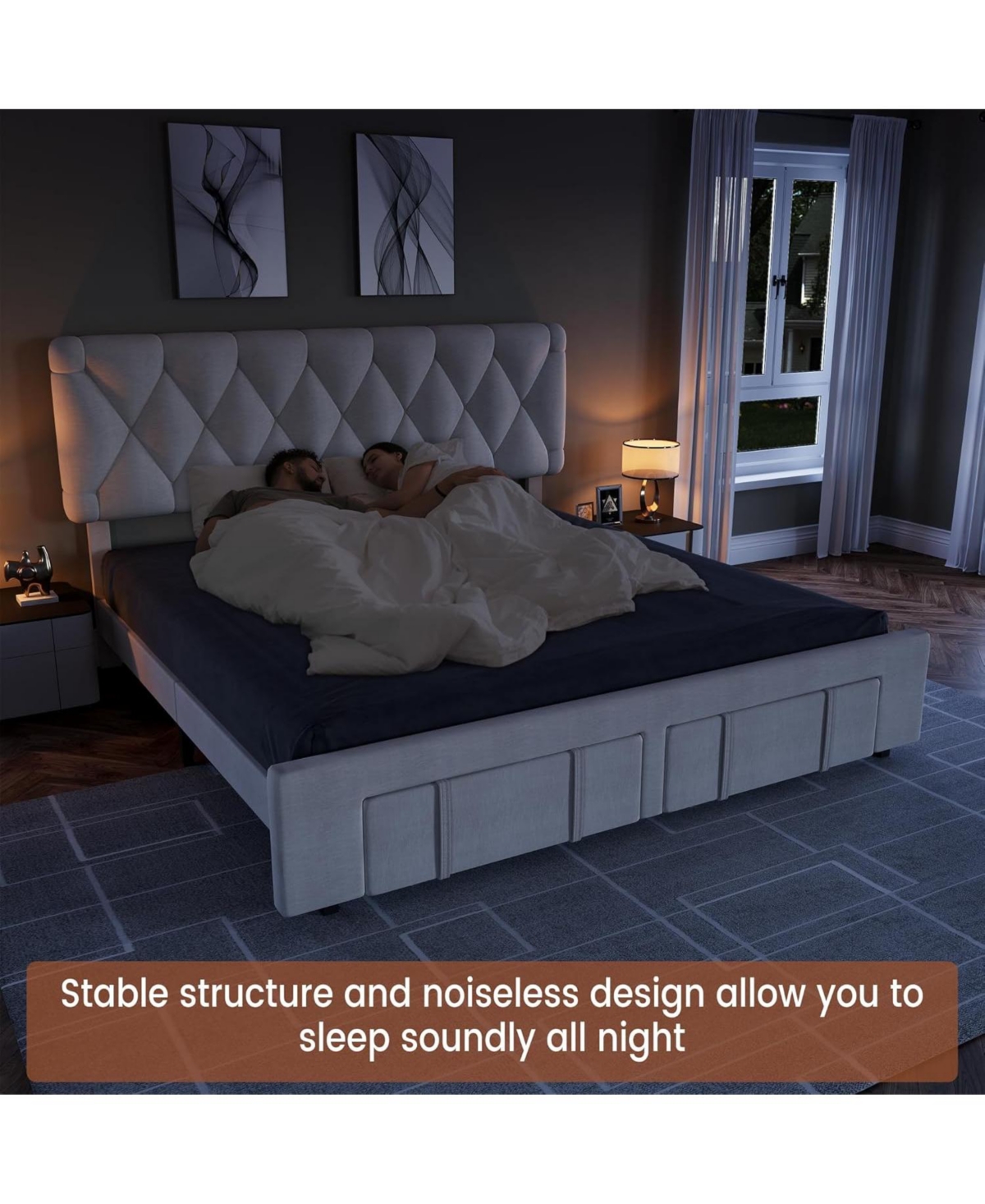 gaomon Full Bed Frame Upholstered With Storage Drawers Platform Support Wood Slats No Box Spring