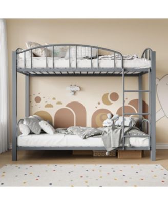 Metal Bunk Bed Stairs and Arched Guardrail Metal Slat Support Space Saver No Box