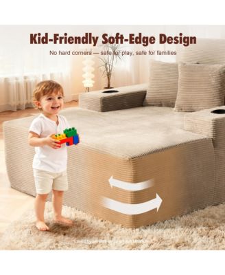 Chaise Lounge Chair, Oversized Plush Upholstered Boneless Sofa Bed, Deep Seat Sleeper Cloud Couch for Living Room, No Assembly Required