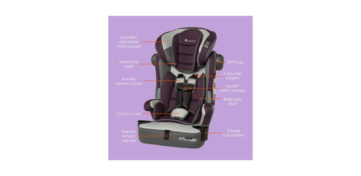 Kids Trend Hybrid SI 3-in-1 Combination Booster Car Seat with Side Impact Protection - Dash Plum