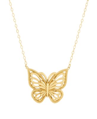Butterfly Pendant Necklace in 22k Yellow Gold-Plated Sterling Silver