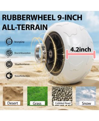 Folding Beach Wagon - All Terrain Steel Frame Utility Cart with Unique Strapping System for Beach, Sports and Garden