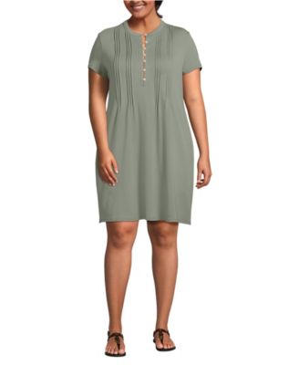 Plus Size Cotton Modal Pintuck Short Sleeve Dress