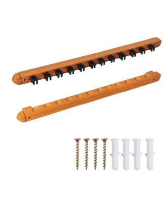 2-Piece Wood 12 Billiard Pool Cue Rack Wall Mounted Holders, Pool Cue Sticks Wall Rack Set.