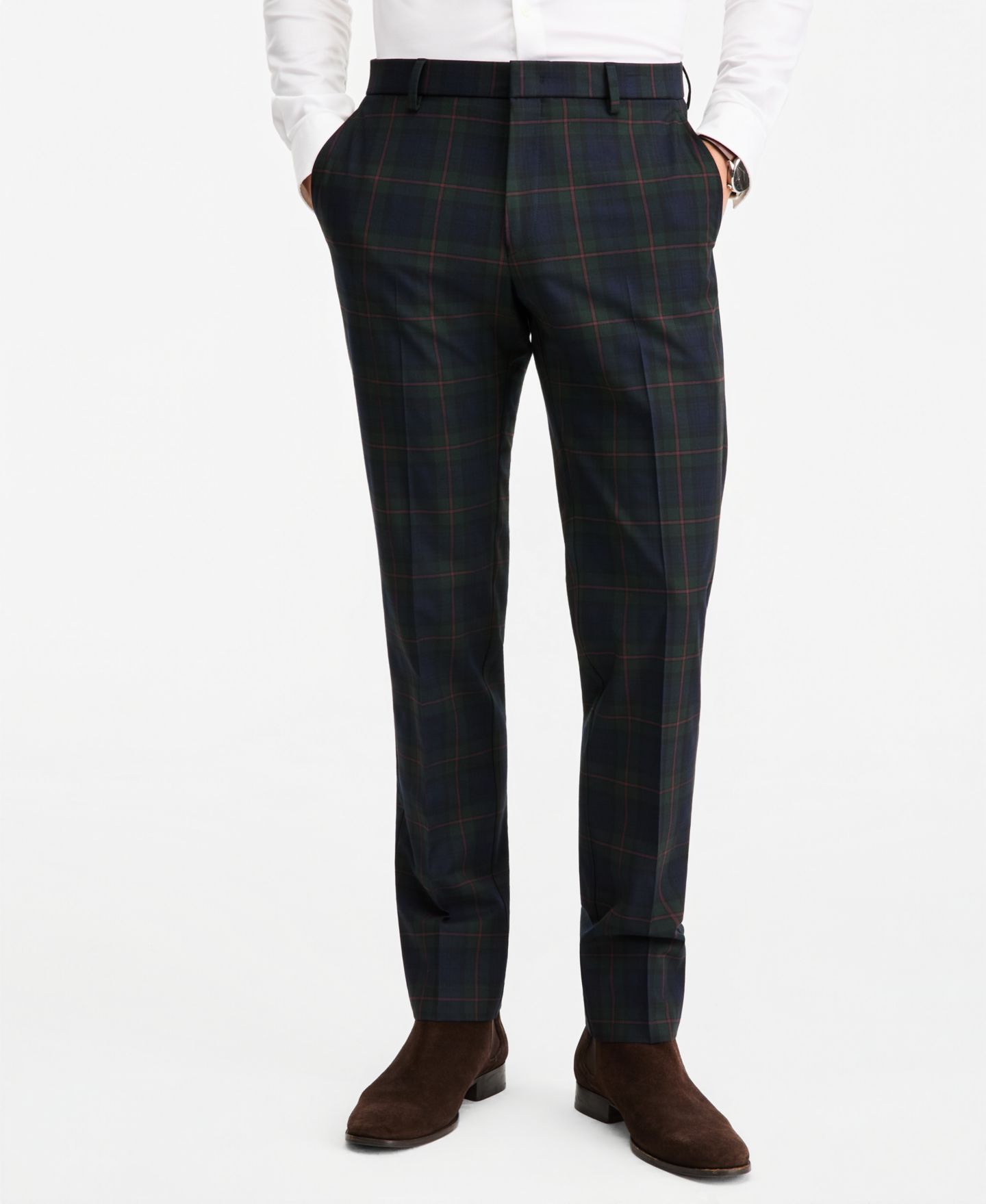 Мужские брюки Tommy Hilfiger Modern-Fit Pattern, цвет: Зелёный / Красный — фото 3