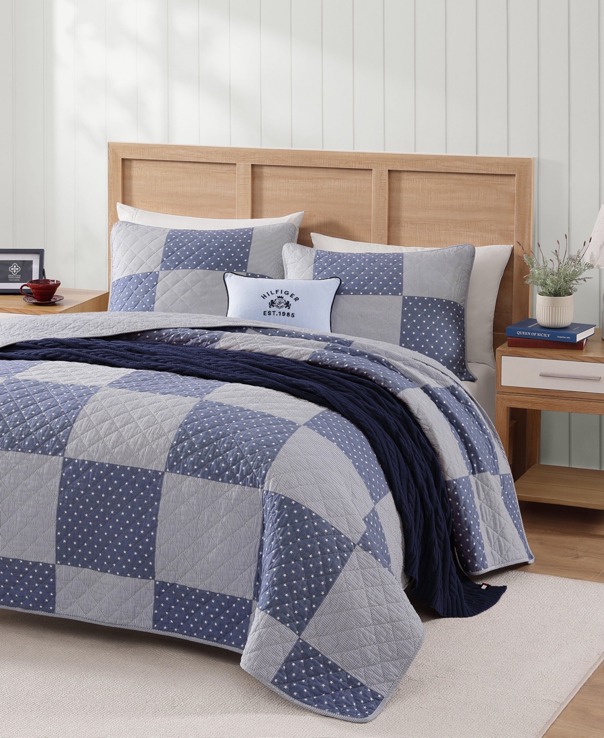 Tommy Hilfiger Ithaca Stargaze Patchwork Cotton Reversible -Pc. Quilt Set