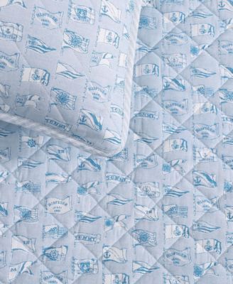 Boating Flags Cotton Reversible 3-Pc. Quilt Set, King