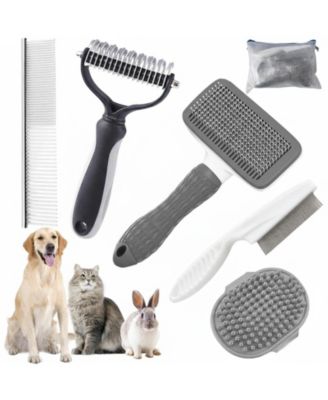 Aronkl Pet Grooming Kit Slicker Brush Shampoo Brush Bath Brush Gloves Towel - Grey $92