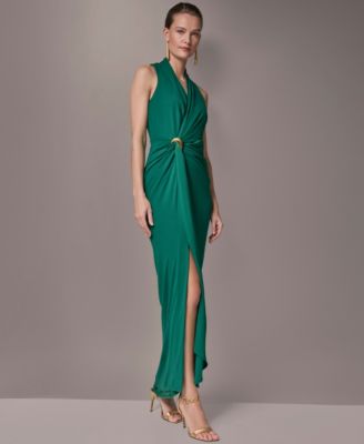 Women's Draped Faux-Wrap Gown