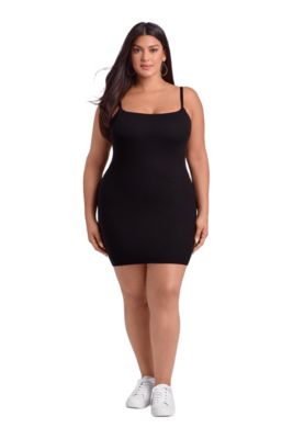 Women's Scoop Neck Ribbed Sculpting Cami Mini Dress with Built-In Shapewear