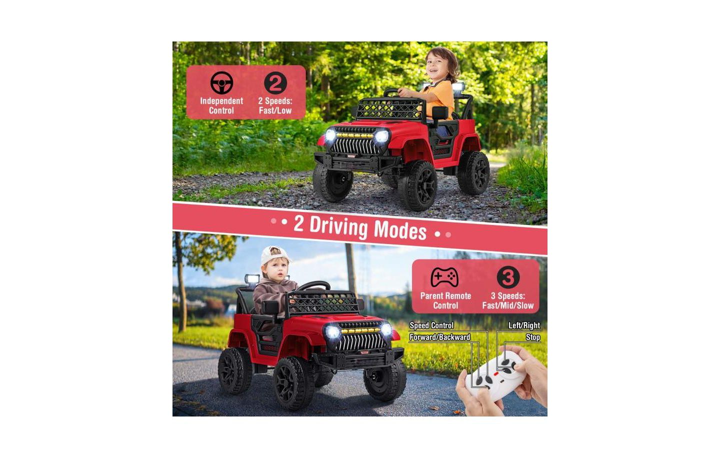 Детская игрушка HONGGE Kids' Ride-On Truck with Parental Remote Control and Dual Motors, Ages 3+, цвет: Красный — фото 10
