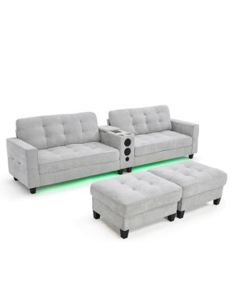 Modern U-shaped Sectional Sofa with Storage Ottomans