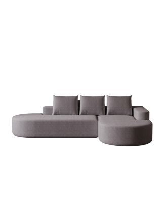 Modern Curved Chenille Sectional Sofa Couch Set, 108.5" L Shaped with 3 Pillows