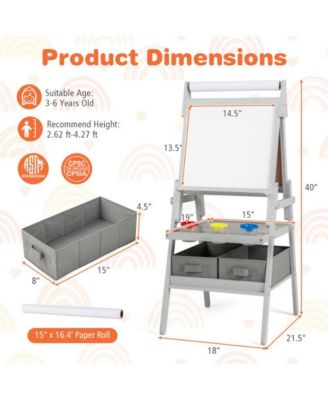3 in 1 Art Easel for Kids with Magnetic Chalkboard and Whiteboard