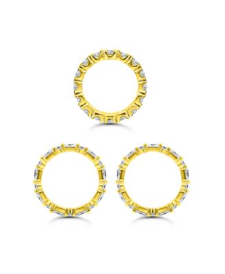 (8 1/20 ct.t.w) 3Pc. Set- 2- 4x2mm Baguette 2mm Round Cubic Zirconia Ring