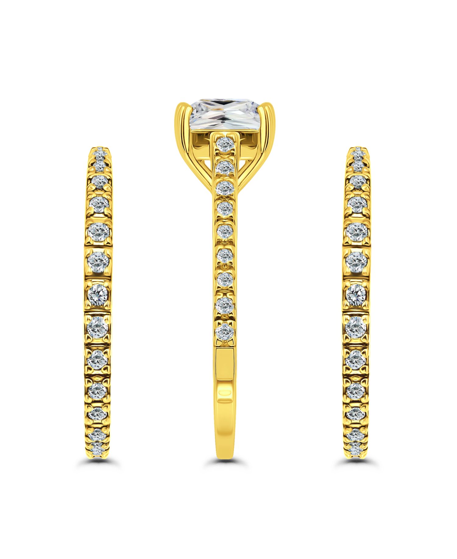 Macy's Cubic zirconia (3 3/4 ct.t.w.) 3-Pc. Set Square Cut Cubic Zirconia Band Rings