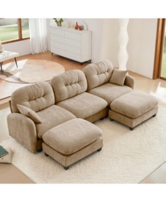 Modular U-Shaped Chenille Couch with Ottoman & Pillows