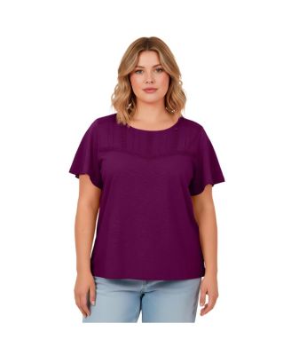 Women's Knit Lace Yoke Tee