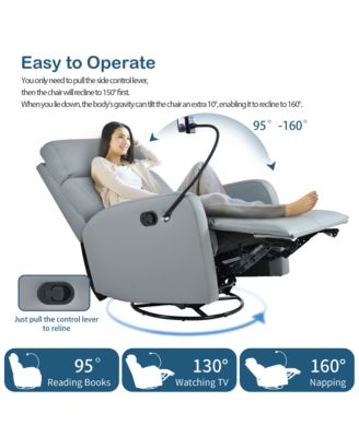 Swivel Rocker Recliner Chair 360 Degree Glider with Phone Holder for Bedroom Living Room Home Theater 330LBS Capacity