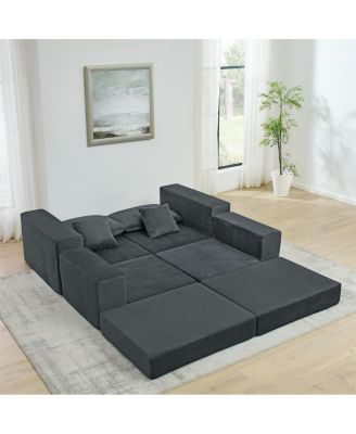 Modular Cloud Sectional Couch, Modern L-Shaped Sofa with Ottoman