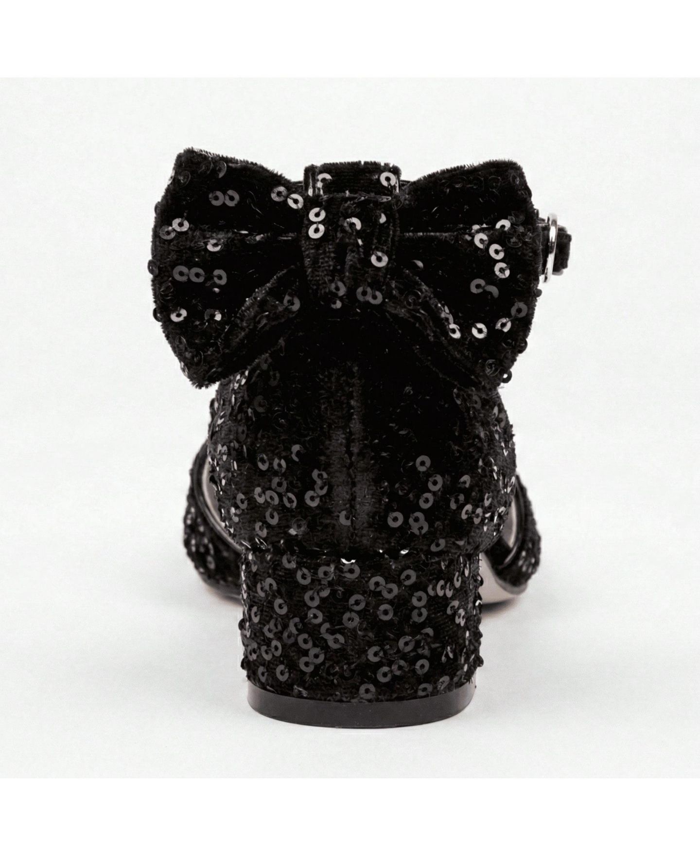 Туфли Badgley Mischka Velvet and Sequin Dress Heels with Bow, Ankle Strap, Block Heel (Little Kid-Big Kid) для девочек, цвет: Чёрный — фото 3