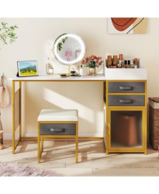 55" Makeup Vanity Desk with Rotatable Lighted Mirror