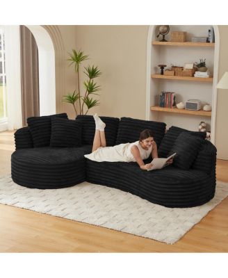 Streamdale Modern Curved L-Shape Luxury Sectional Sofa: Minimalist Comfy Sleeper Couch