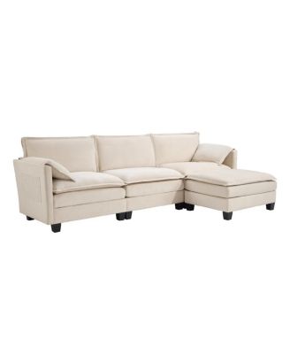 Streamdale L-shaped sofa with storage, cotton-linen velvet, 3 seats, extends, living room