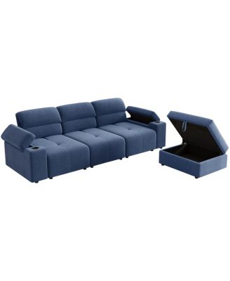 Modern L-shaped sectional sofa, 105-inch cloud sofa with adjustable backrest and ottoman