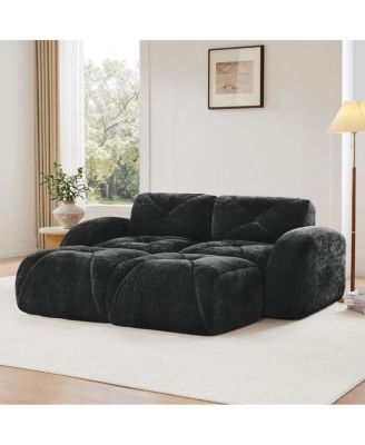 U-shaped Boneless Sofa, Soft Velvet, Tufted, High Density Sponge, No Assembly