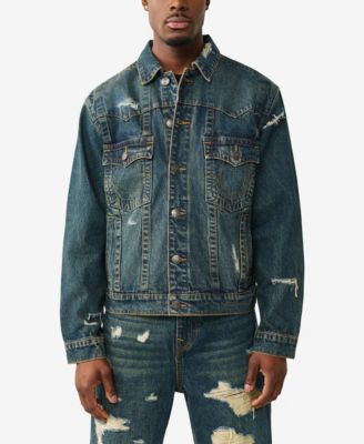 Men's Collared Destroyed Oversized Jacket