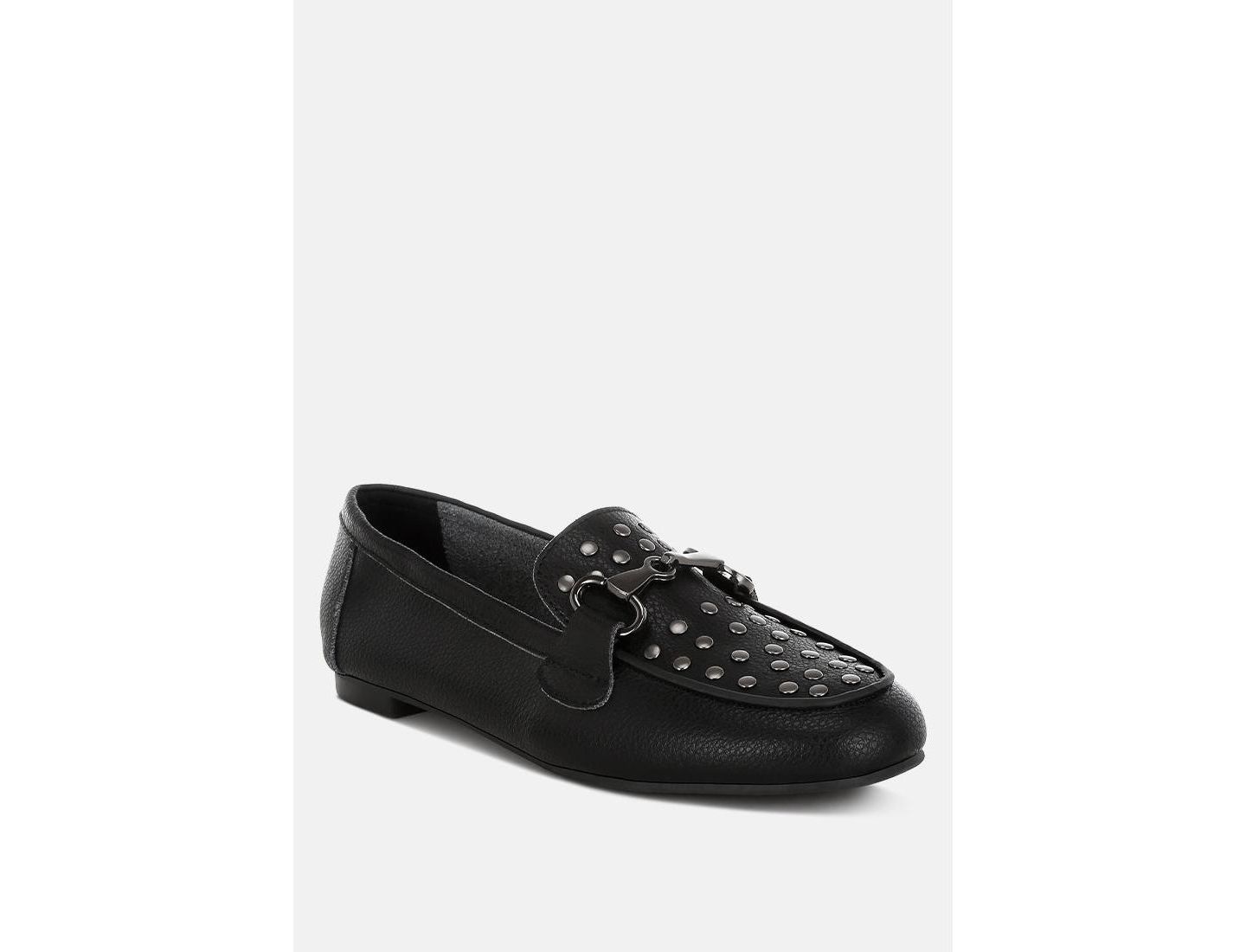 Женские туфли Rag & Co Modaha Horsebit and Studs Embellished Real Leather, цвет: Чёрный — фото 4