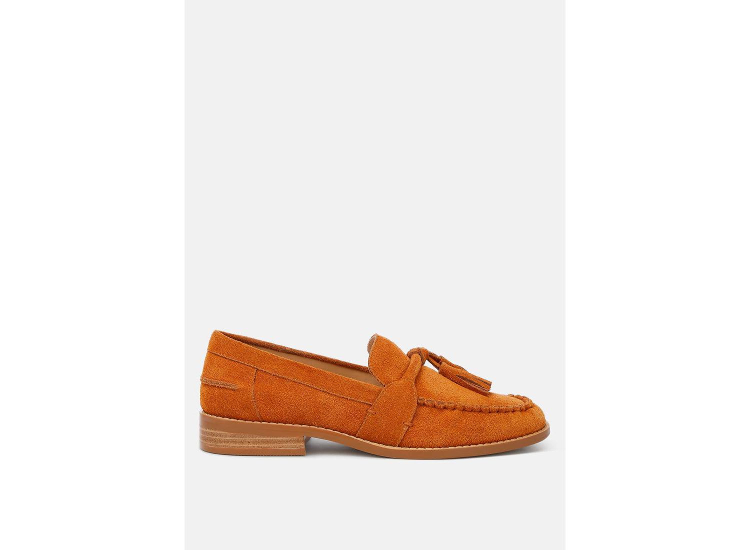Rag and Co Womens Rhone Tassels Detail Suede Loafers
